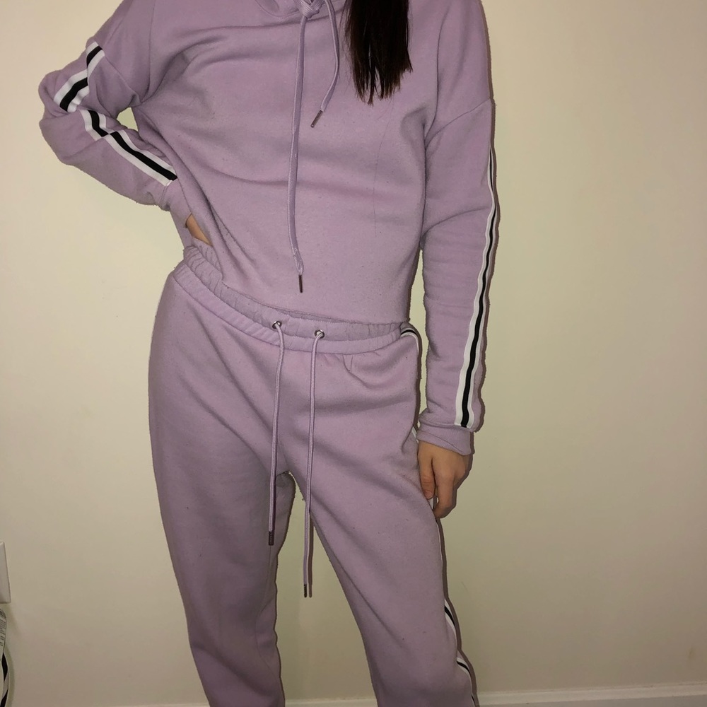 Purple, Black&White stripe jumpsuit